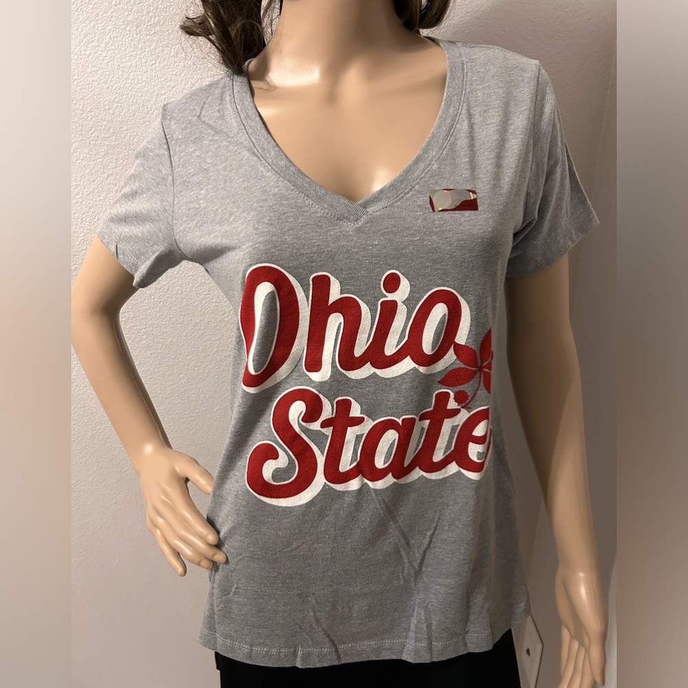 Ohio State V-Neck T-Shirt in Heather Gray Size L